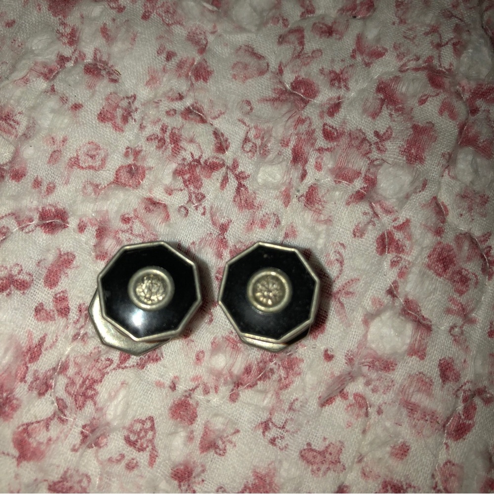 Vintage Black Onyx and Silver Cuff Links